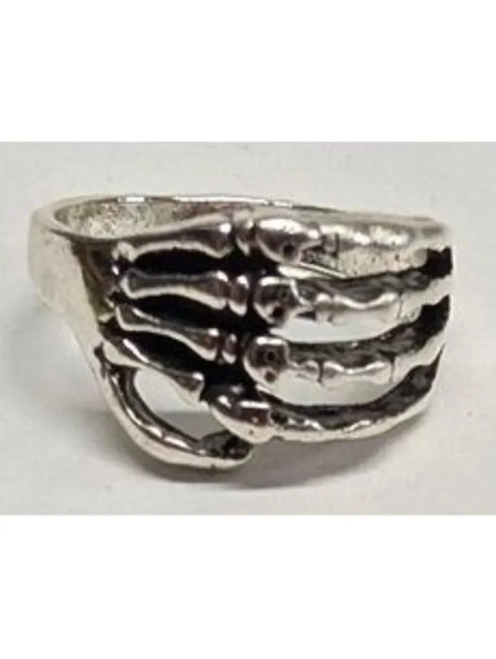 New Skeleton Hand Claw Ring Size 8 Silver Tone Gothic Style Jewelry Halloween